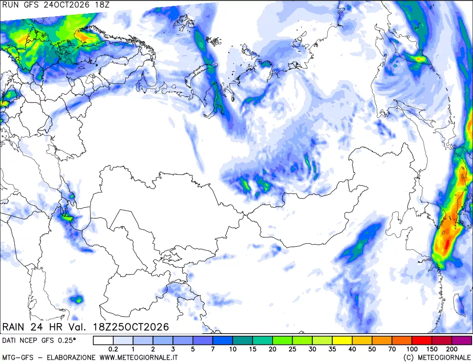 mappa Precipitazioni 24 ore precedenti