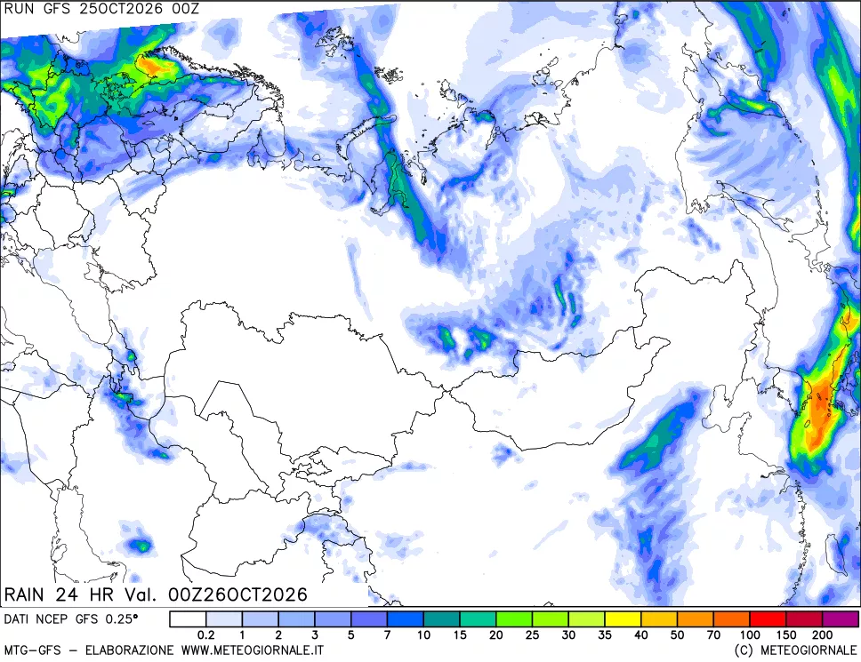 mappa Precipitazioni 24 ore precedenti