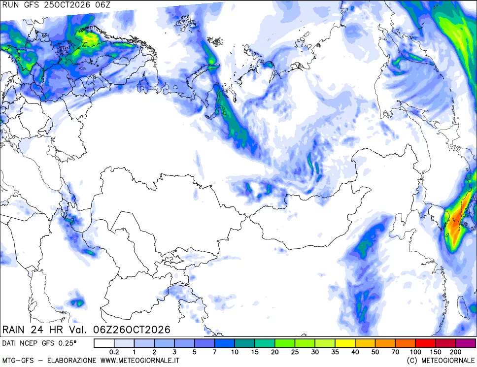 mappa Precipitazioni 24 ore precedenti