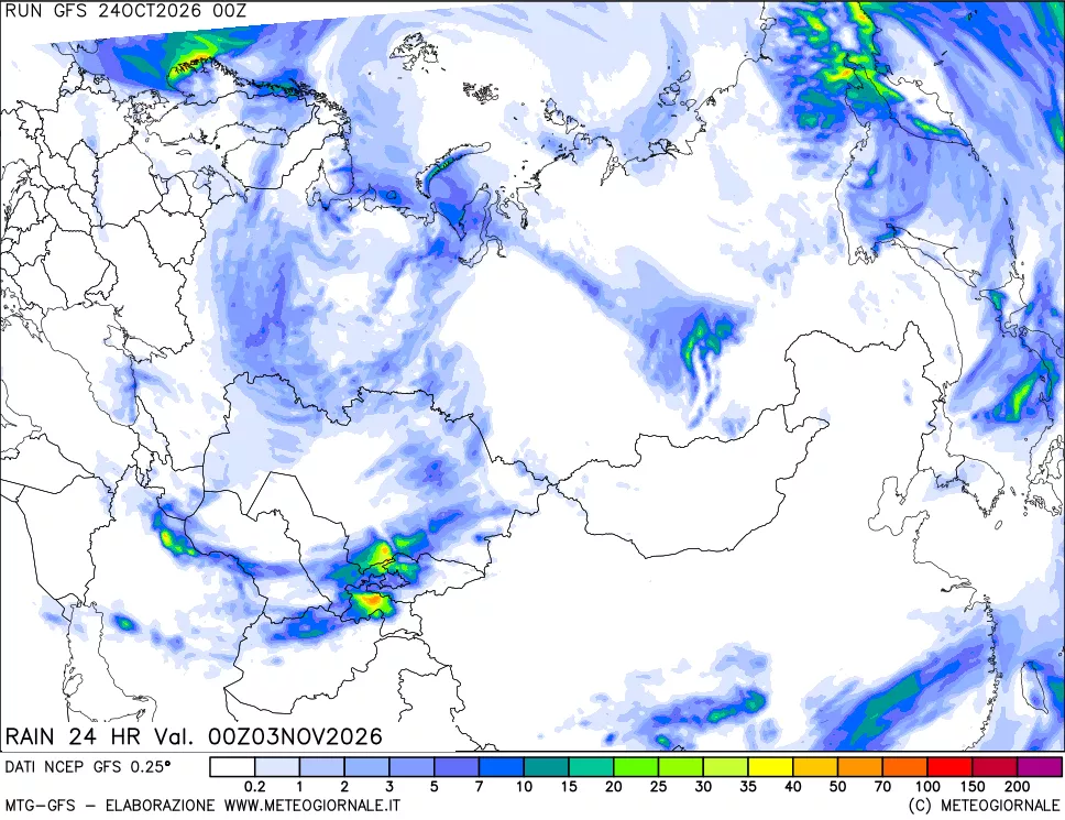 mappa Precipitazioni 24 ore precedenti