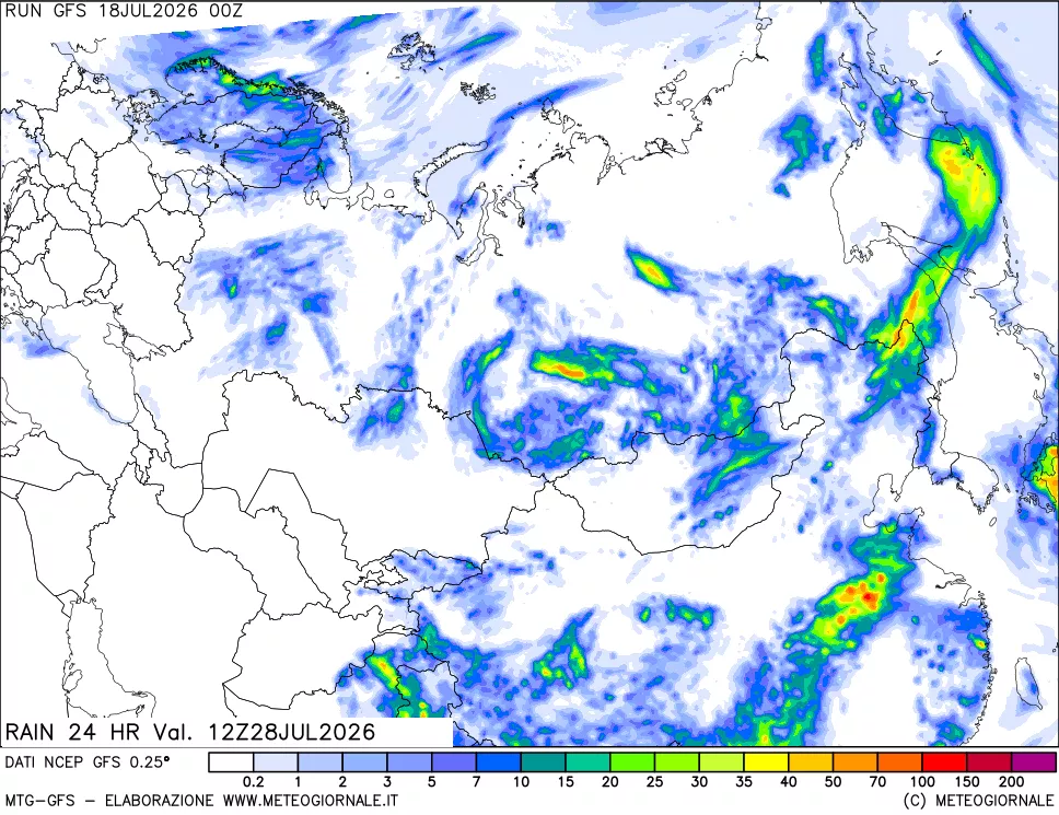 mappa Precipitazioni 24 ore precedenti