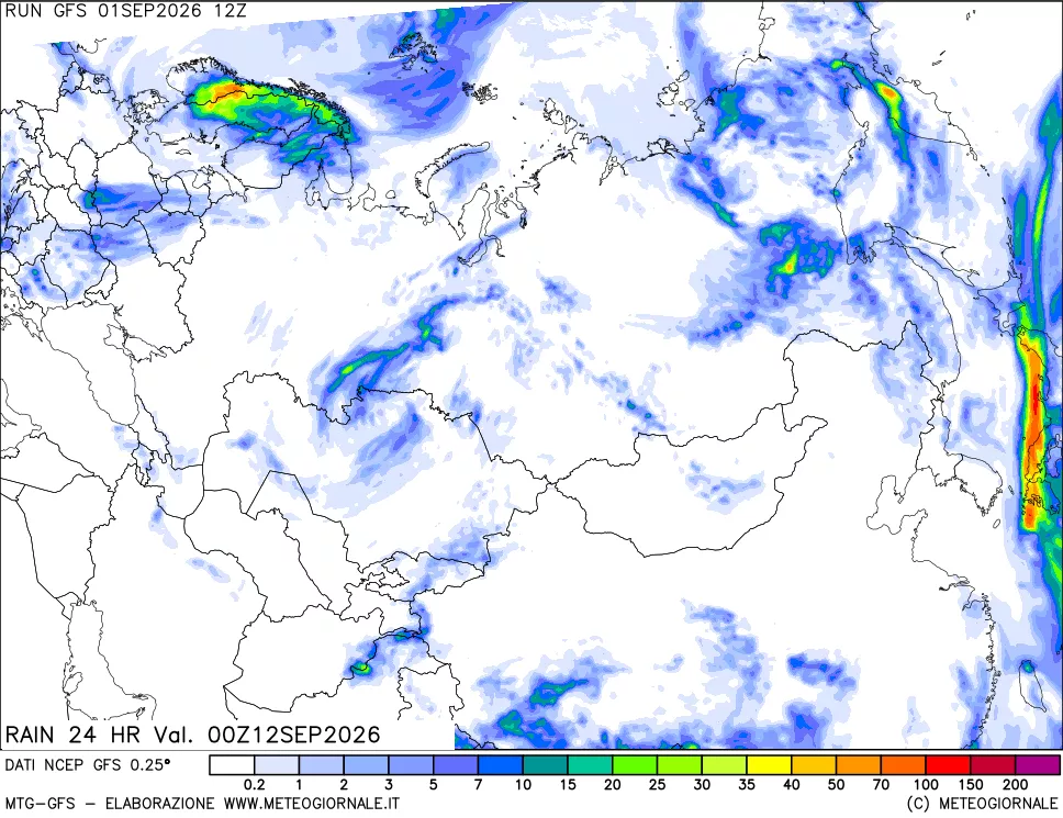mappa Precipitazioni 24 ore precedenti