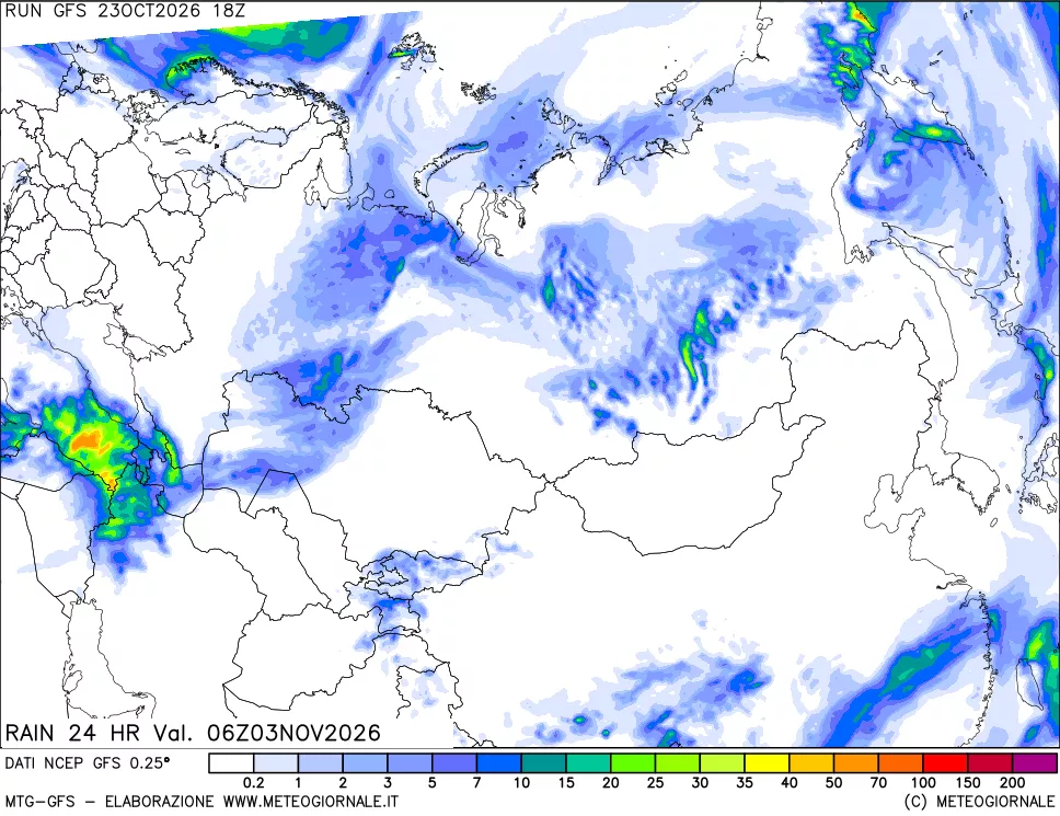 mappa Precipitazioni 24 ore precedenti