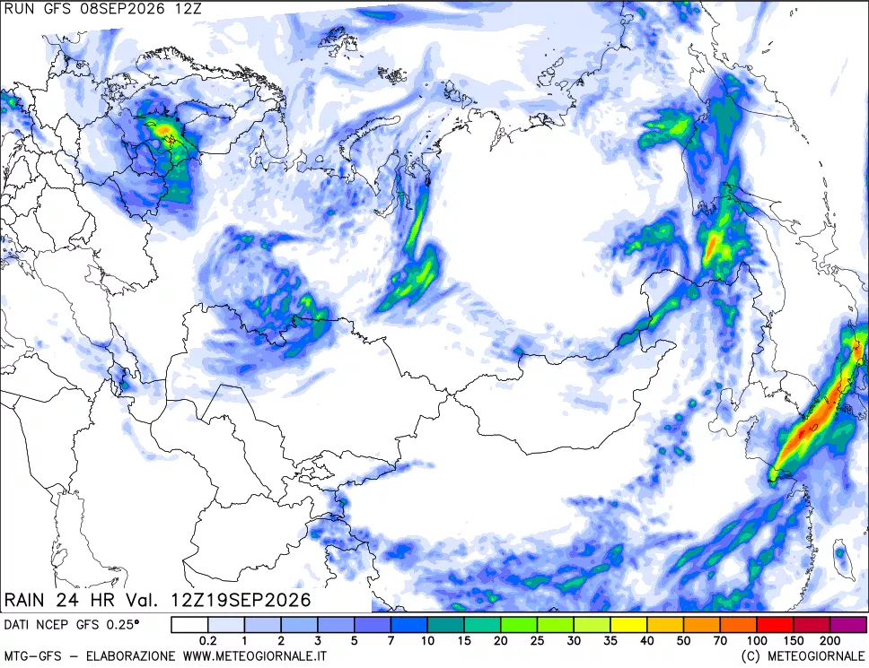 mappa Precipitazioni 24 ore precedenti