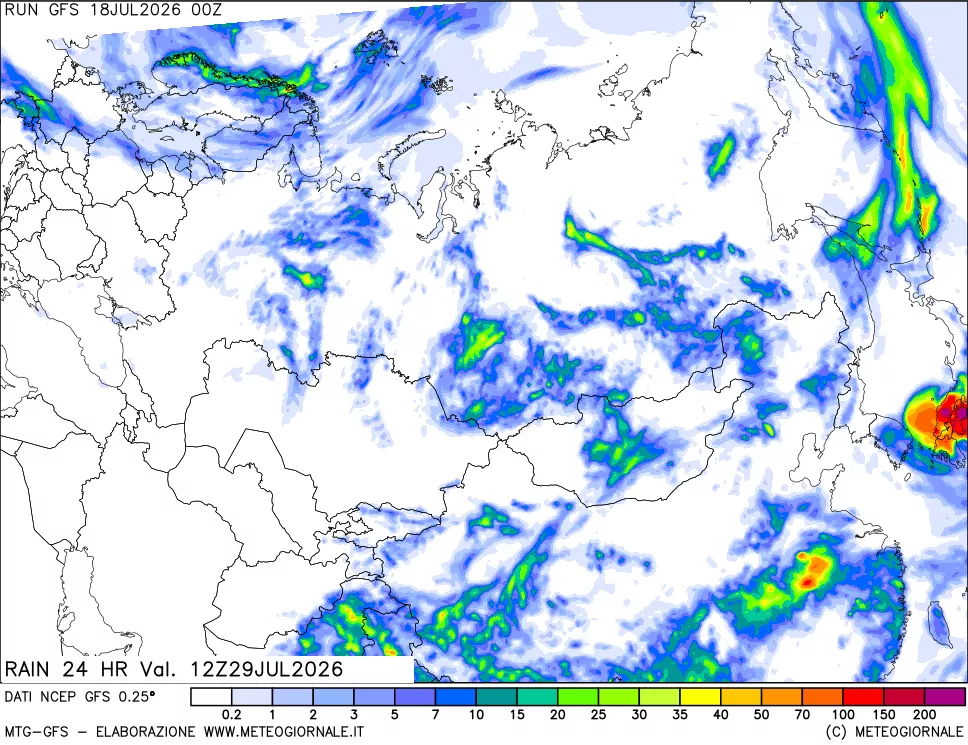 mappa Precipitazioni 24 ore precedenti