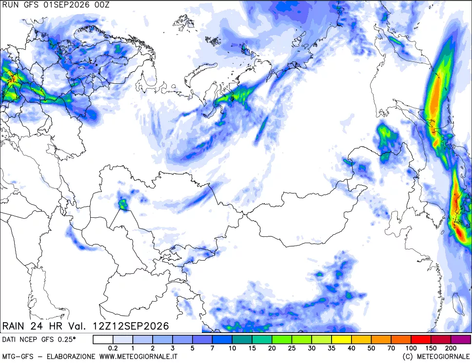 mappa Precipitazioni 24 ore precedenti