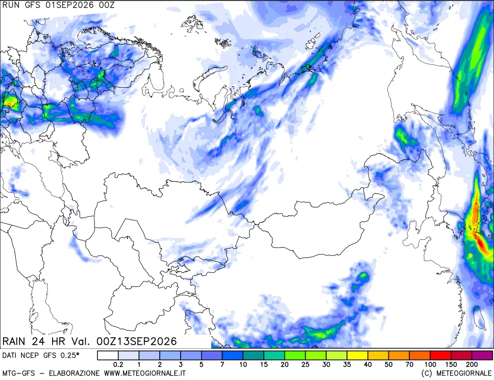 mappa Precipitazioni 24 ore precedenti