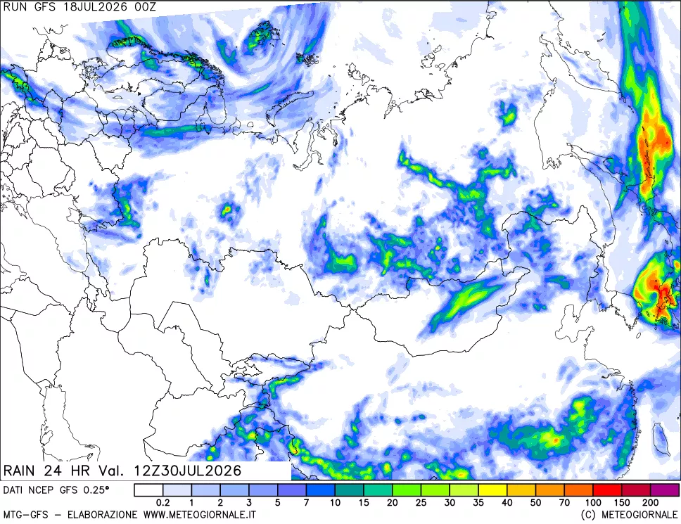 mappa Precipitazioni 24 ore precedenti