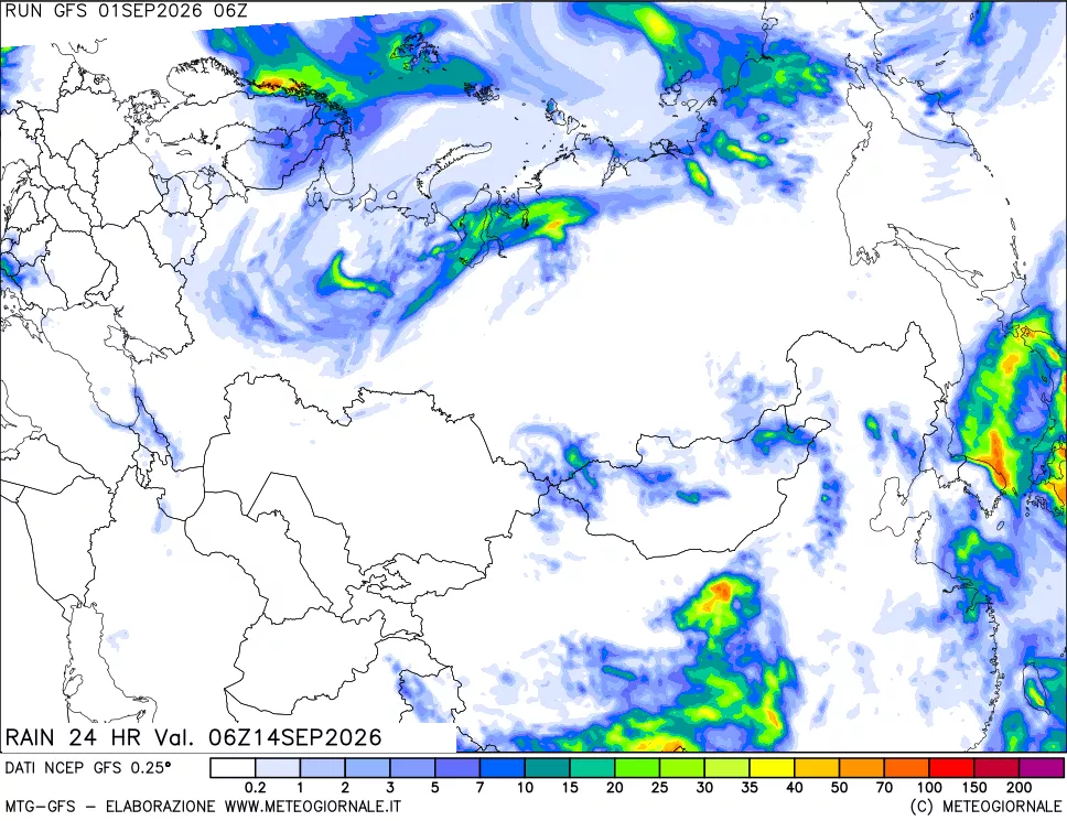 mappa Precipitazioni 24 ore precedenti