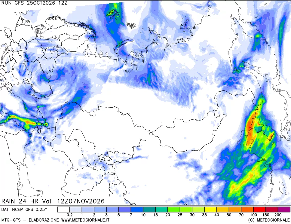 mappa Precipitazioni 24 ore precedenti