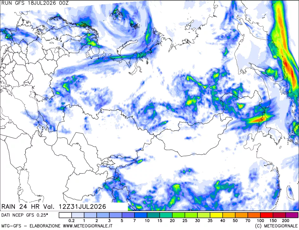 mappa Precipitazioni 24 ore precedenti