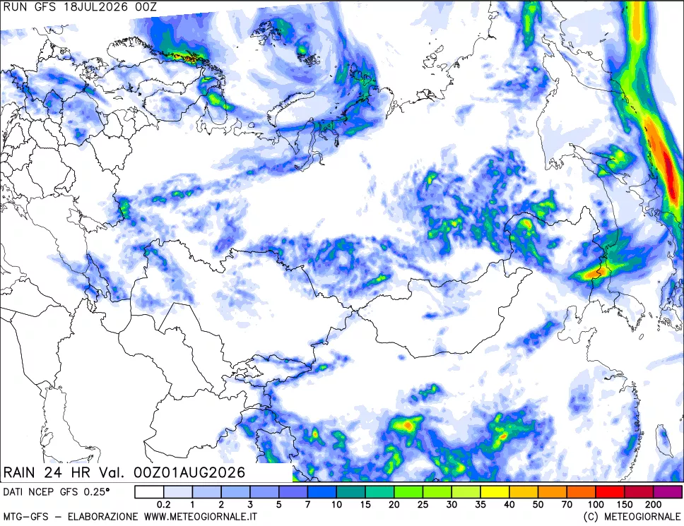 mappa Precipitazioni 24 ore precedenti
