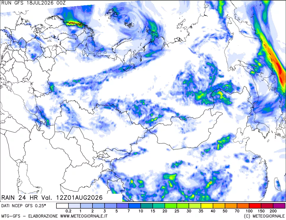 mappa Precipitazioni 24 ore precedenti