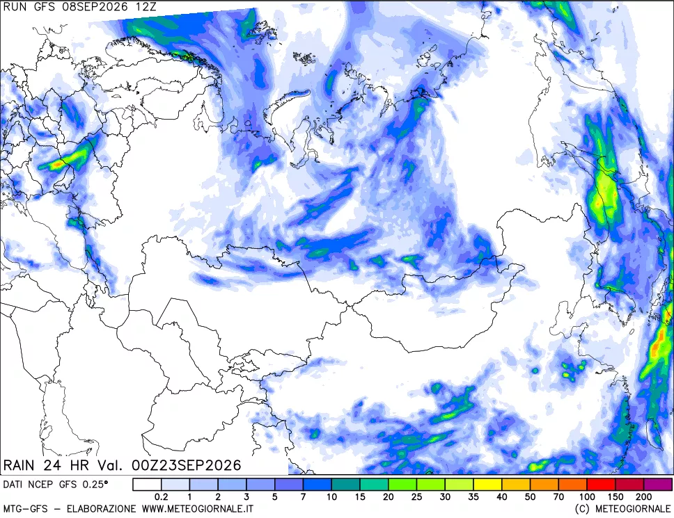 mappa Precipitazioni 24 ore precedenti