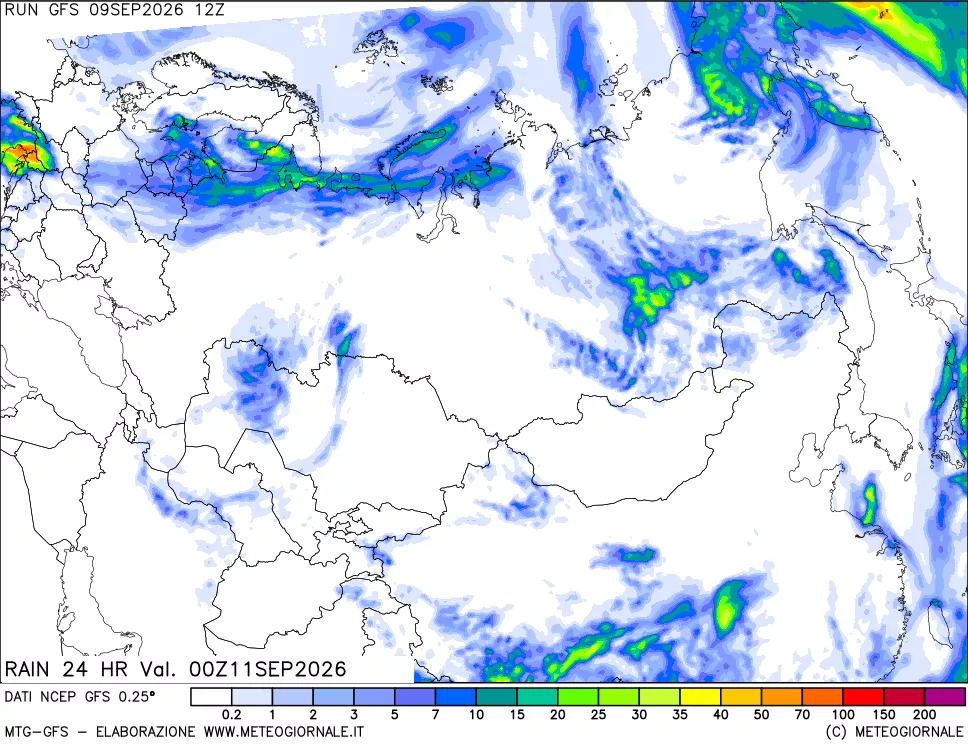 mappa Precipitazioni 24 ore precedenti
