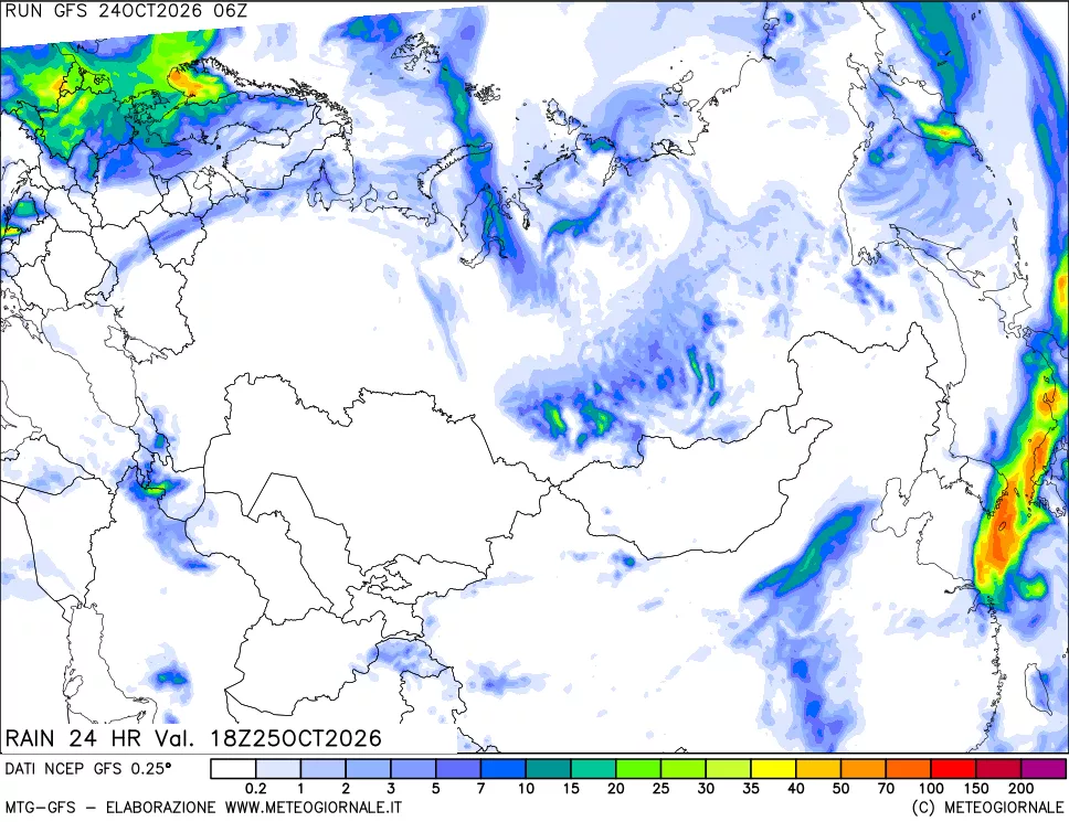 mappa Precipitazioni 24 ore precedenti
