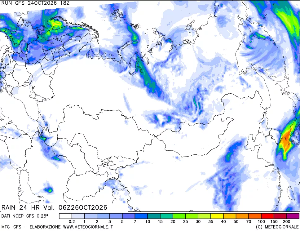 mappa Precipitazioni 24 ore precedenti