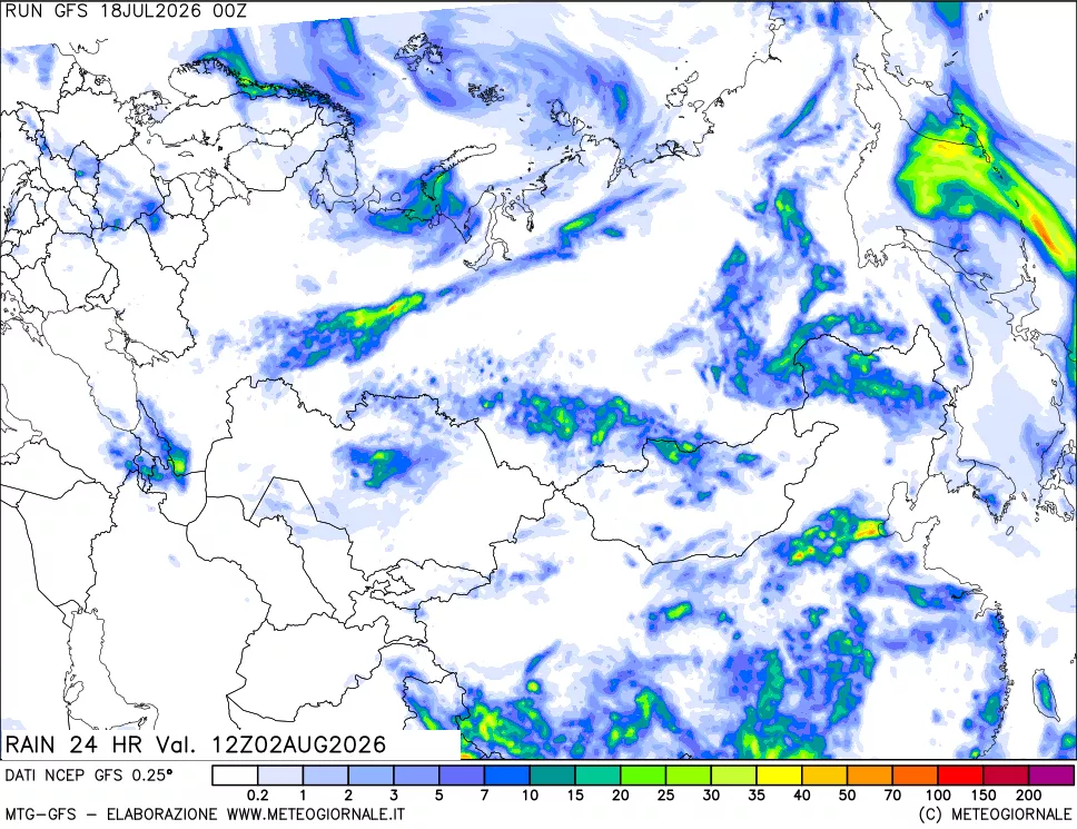 mappa Precipitazioni 24 ore precedenti