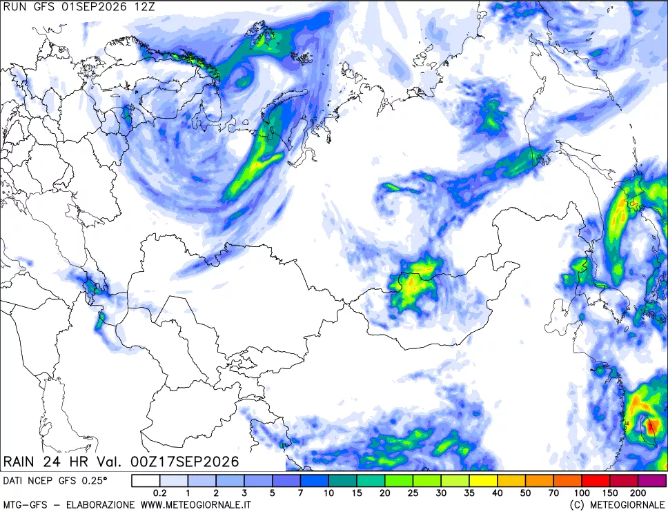 mappa Precipitazioni 24 ore precedenti