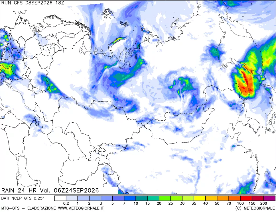 mappa Precipitazioni 24 ore precedenti