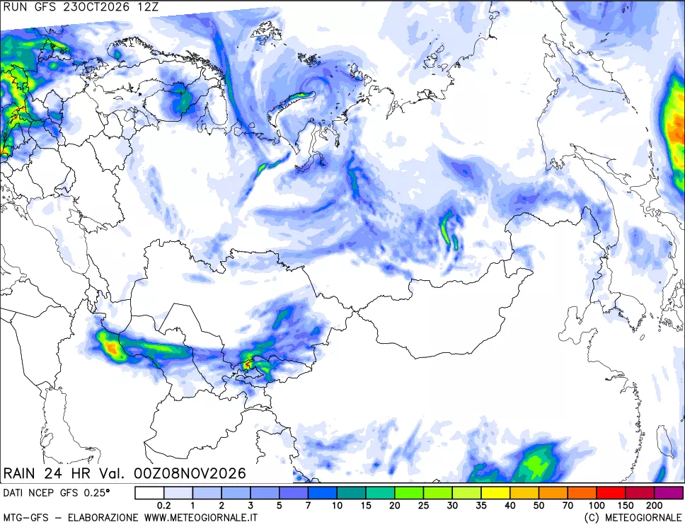 mappa Precipitazioni 24 ore precedenti