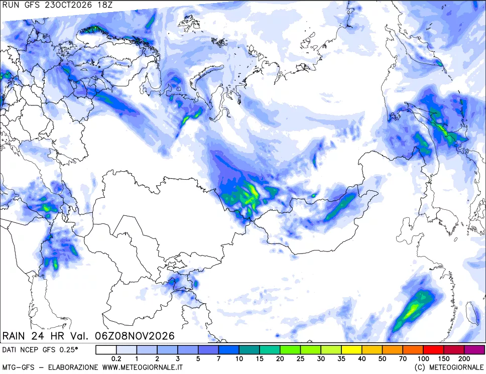 mappa Precipitazioni 24 ore precedenti