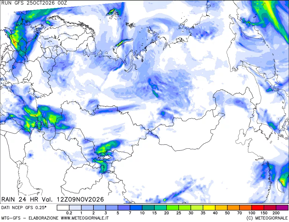 mappa Precipitazioni 24 ore precedenti