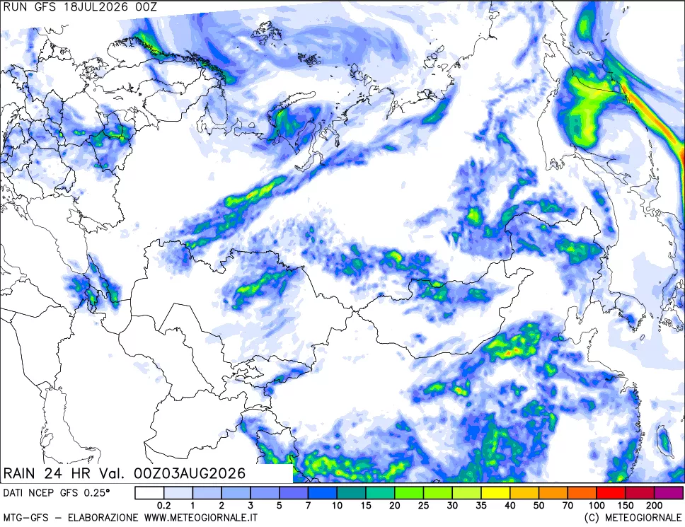 mappa Precipitazioni 24 ore precedenti