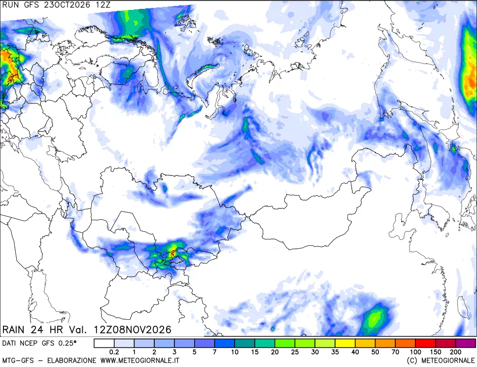 mappa Precipitazioni 24 ore precedenti