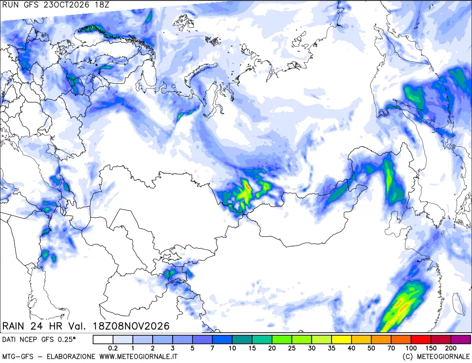 mappa Precipitazioni 24 ore precedenti