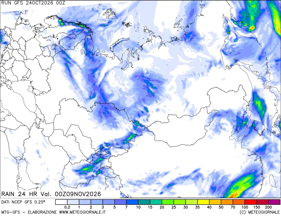 mappa Precipitazioni 24 ore precedenti