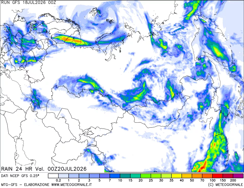 mappa Precipitazioni 24 ore precedenti