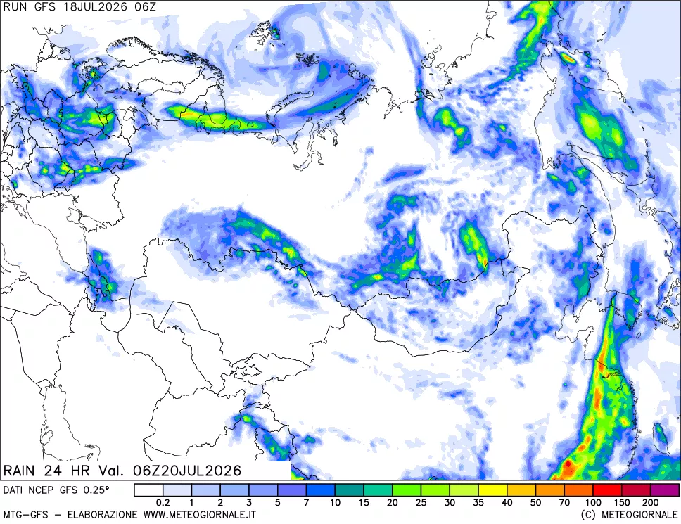 mappa Precipitazioni 24 ore precedenti