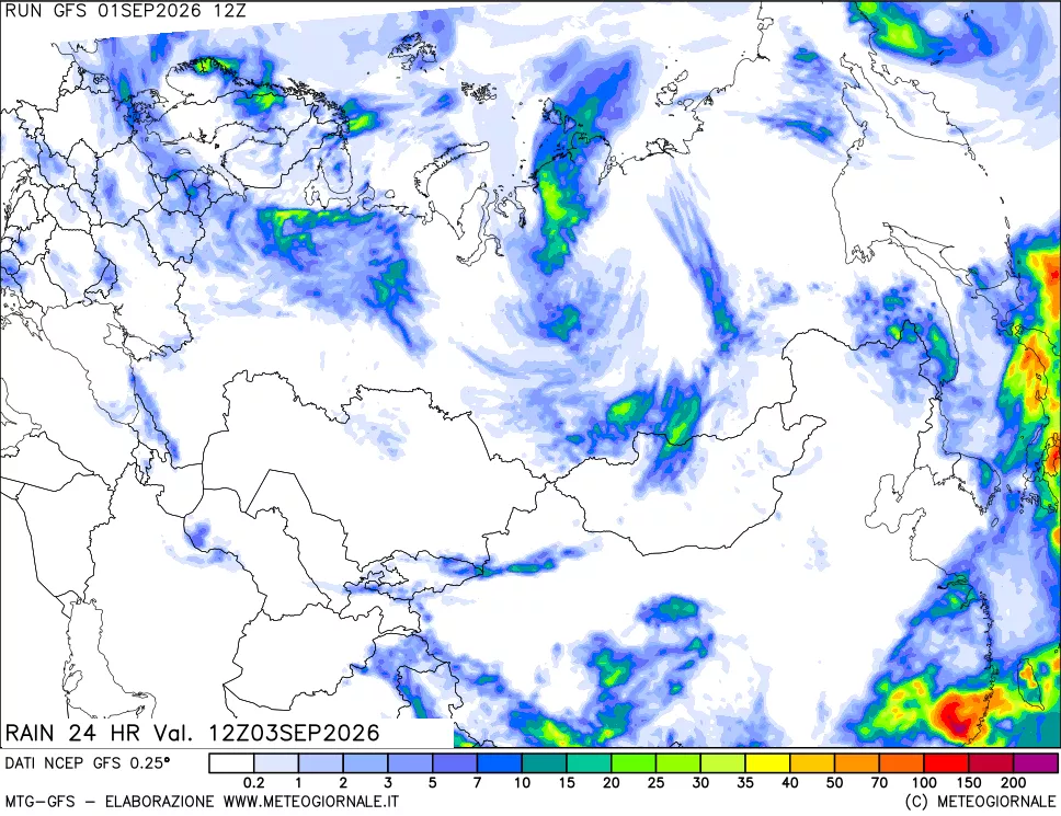 mappa Precipitazioni 24 ore precedenti