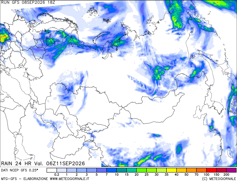 mappa Precipitazioni 24 ore precedenti
