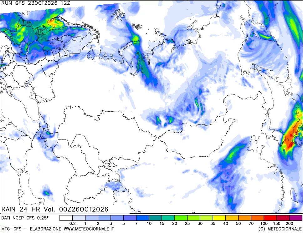 mappa Precipitazioni 24 ore precedenti