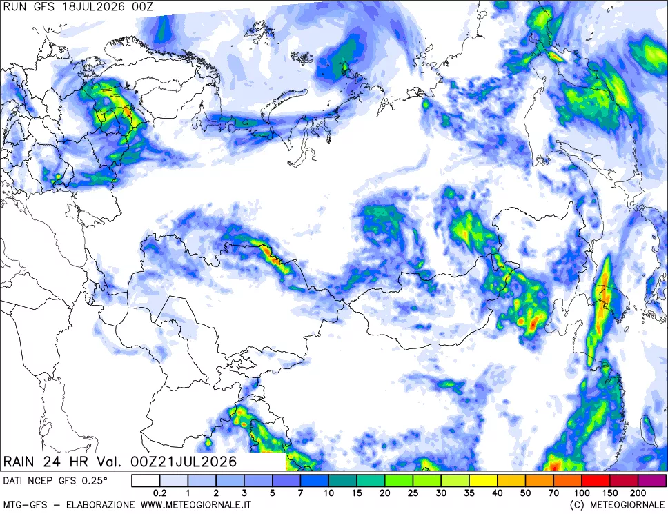 mappa Precipitazioni 24 ore precedenti