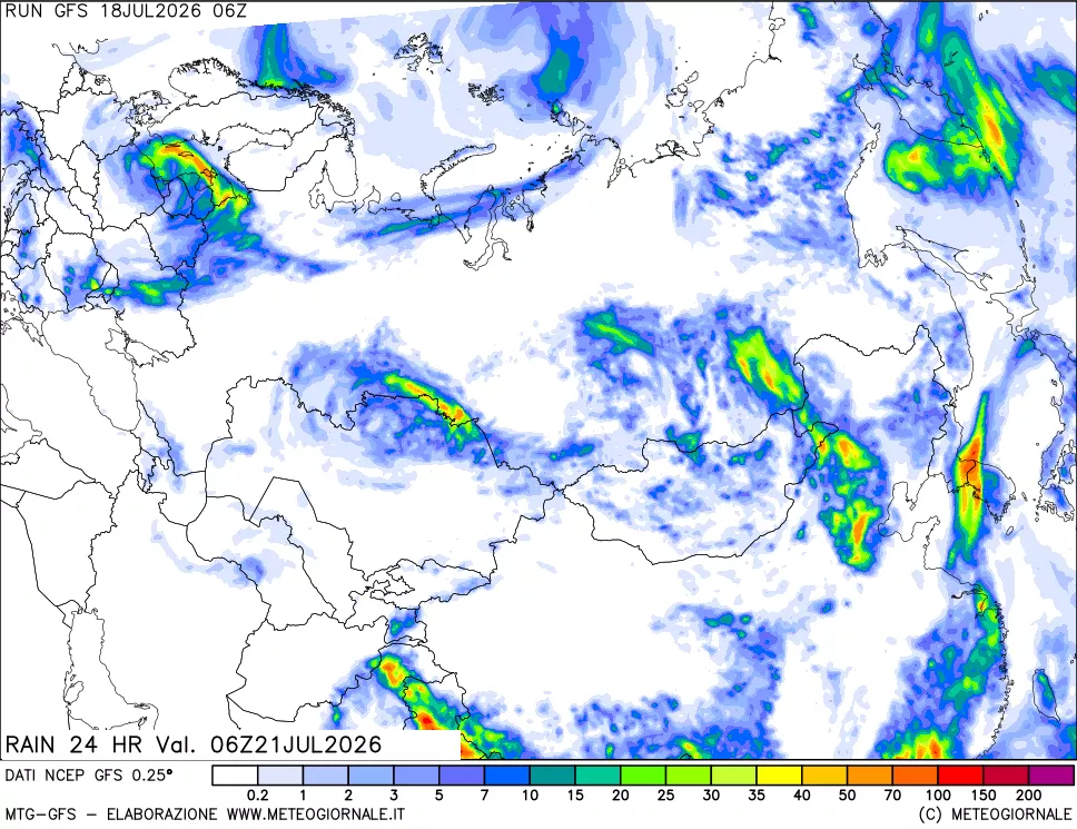 mappa Precipitazioni 24 ore precedenti