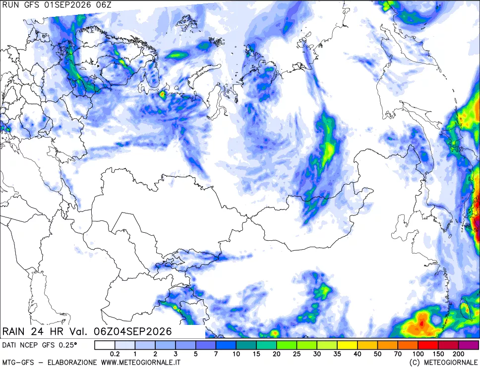 mappa Precipitazioni 24 ore precedenti
