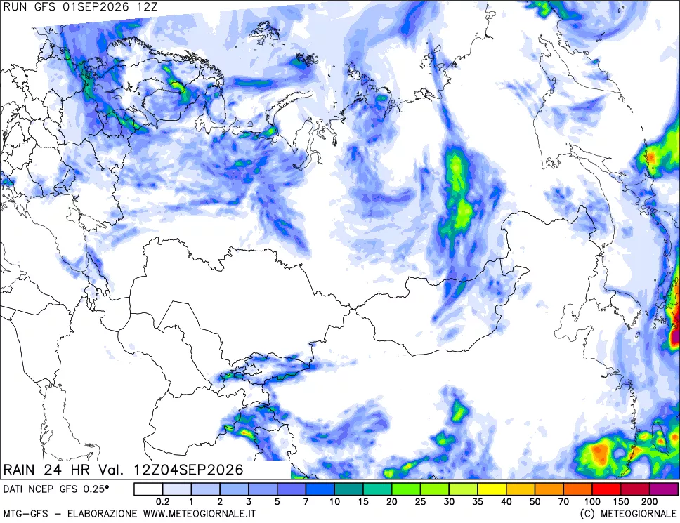 mappa Precipitazioni 24 ore precedenti