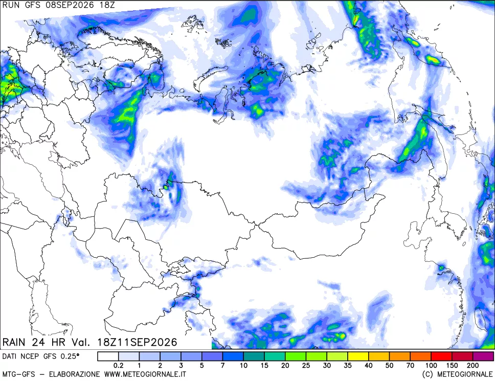 mappa Precipitazioni 24 ore precedenti