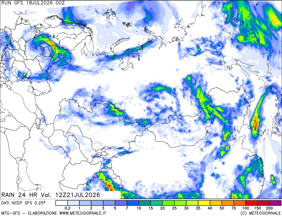 mappa Precipitazioni 24 ore precedenti