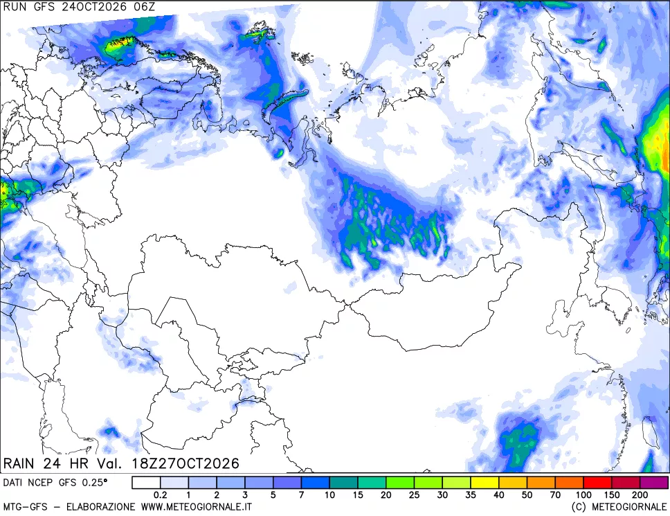 mappa Precipitazioni 24 ore precedenti