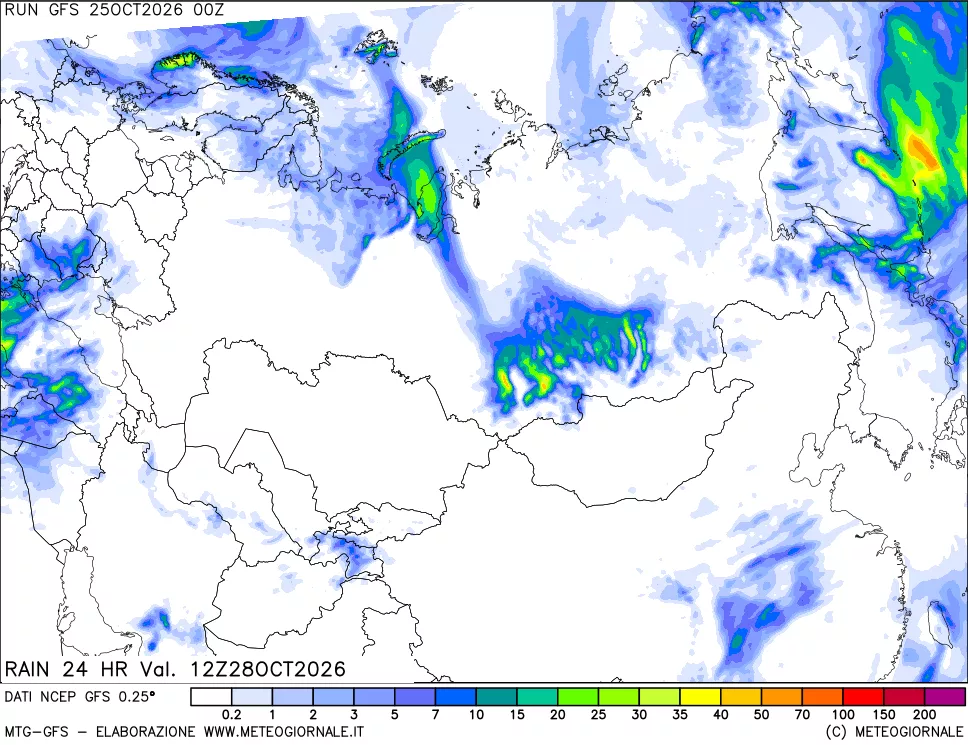 mappa Precipitazioni 24 ore precedenti