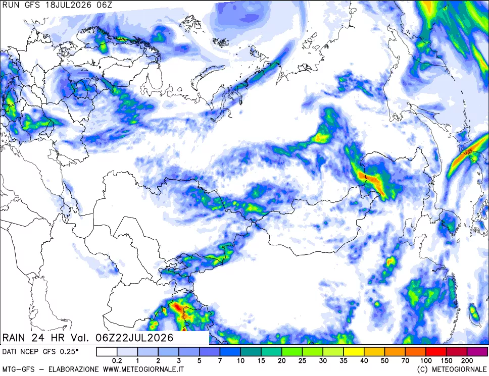 mappa Precipitazioni 24 ore precedenti