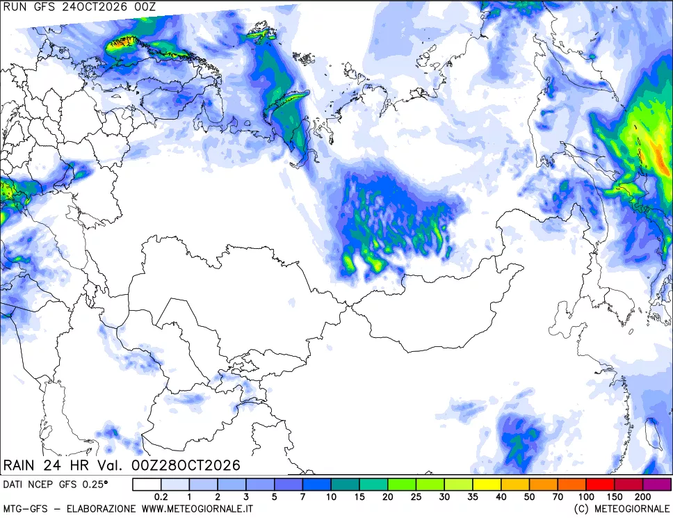 mappa Precipitazioni 24 ore precedenti