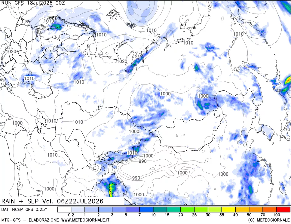 mappa Precipitazioni e pressione SLM