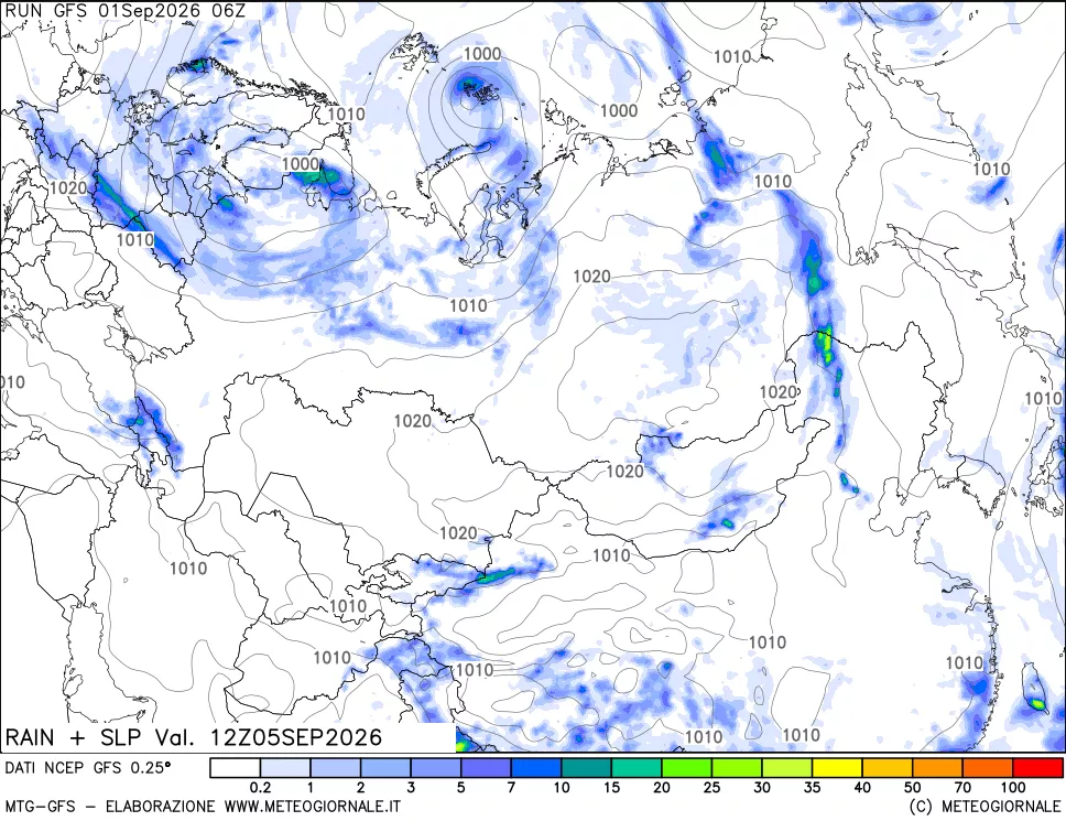 mappa Precipitazioni e pressione SLM