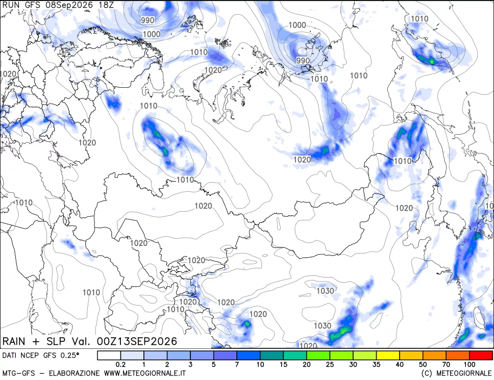 mappa Precipitazioni e pressione SLM