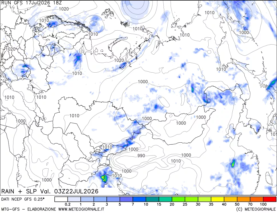 mappa Precipitazioni e pressione SLM